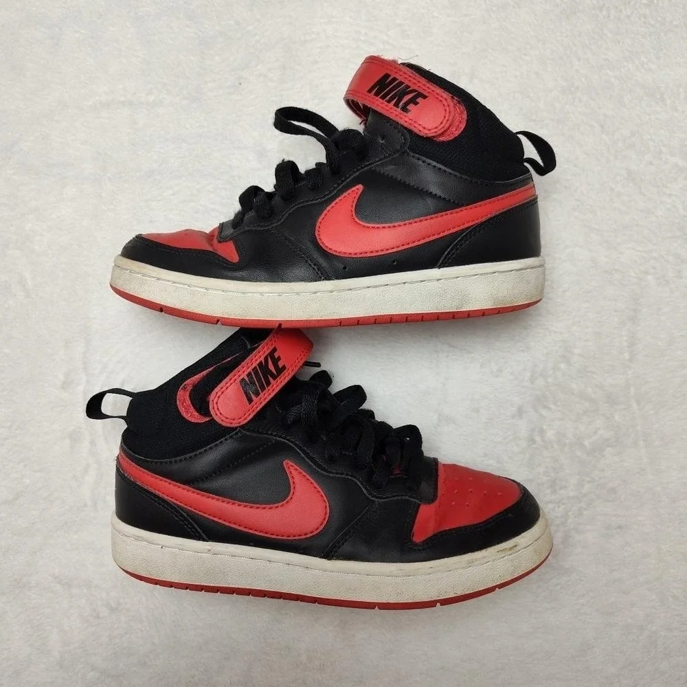 Nike Shoes Kid 4Y Black Red Jordan Borough Mid Sneaker Athletic Strap‎ CD7782